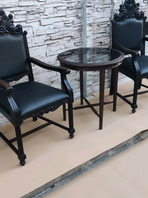 Antique armchair set with table early 1900s like new