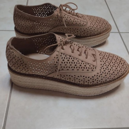 Oxfords platforms genuine leather shoes size 37 beige