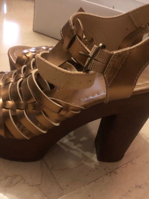Migato bronze platform sandals like new, size 37, wooden sole