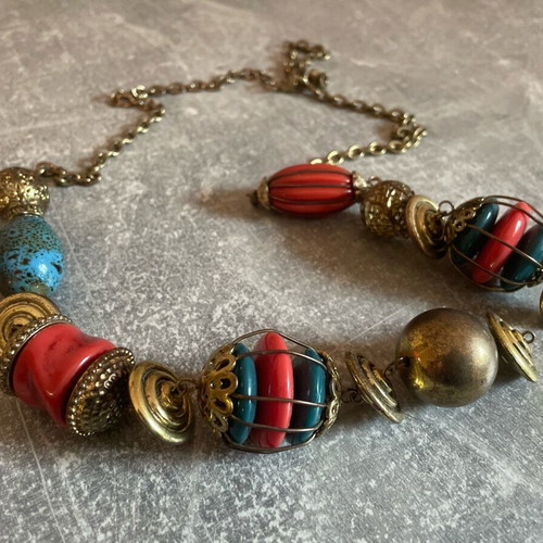 Colorful necklace used with small defect