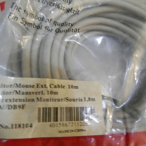 Mouse serial extension cable DB9M-9F 10m used, vintage for retro PC