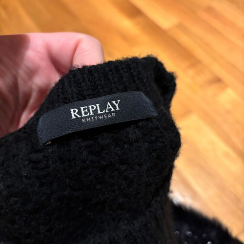 Replay knitted sweater black size S like new with metallic detail