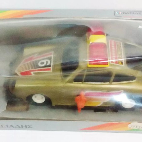 Vintage wind-up toy car used Greek made Vasileiadis Porsche