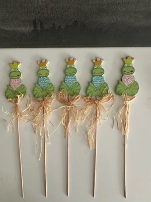 Decorative sticks set with frogs like new, glitter details