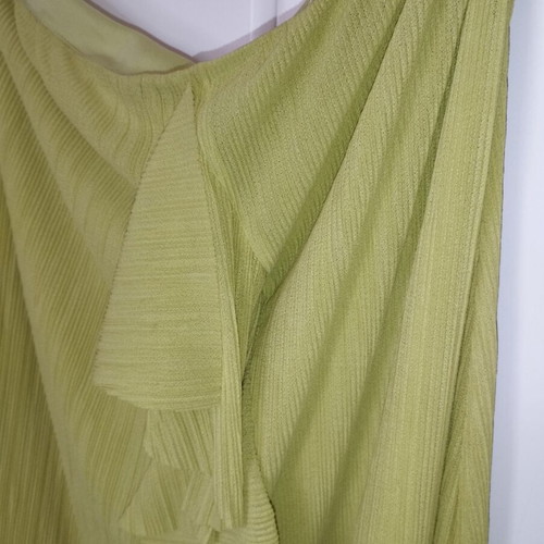 Mango midi pleated skirt like new, yellow-green, size Large
