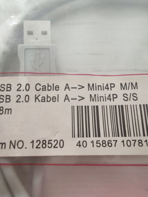 USB 2A to Mini4p cable new