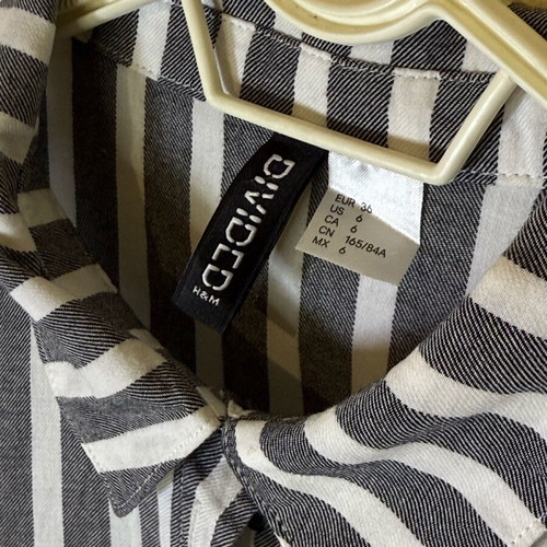 Cotton shirt H&M white and grey like new, size M