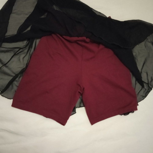 Vintage Goth Skort with Sheer Black Overlay and Burgundy Leggings, Like New, S/M