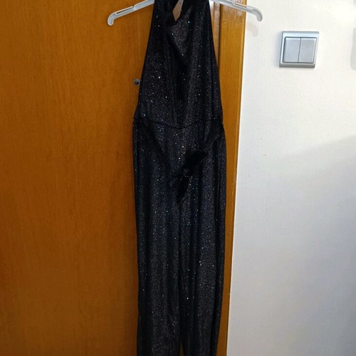 Terranova black one-piece jumpsuit with glitter like new, size XS