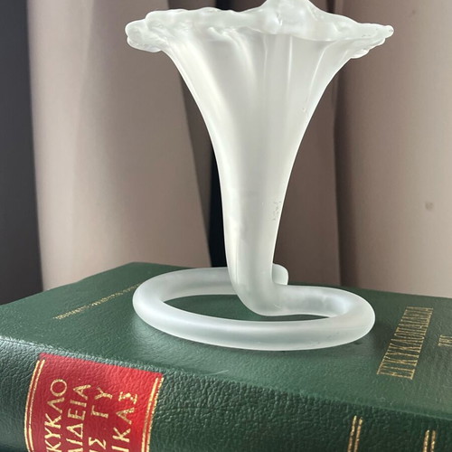 Vintage Stiver Italy decorative vase 1970s used, frosted art glass