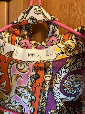 Mango maxi satin dress with baroque print and belt like new XS