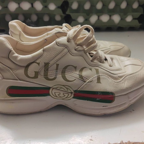 Gucci Rhython leather sneaker size 38 used beige