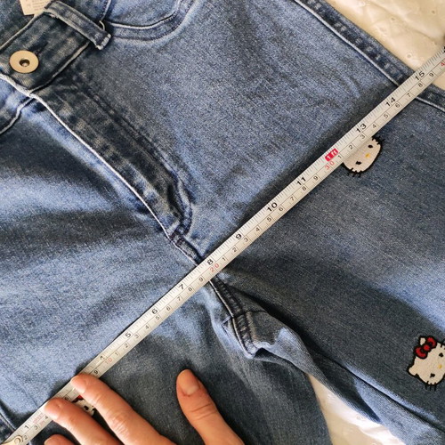 Hello Kitty denim jeans used, Y2K aesthetic, blue