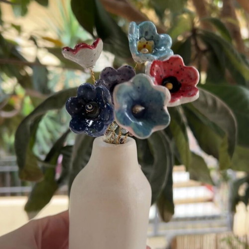 Handmade ceramic flower bouquet set of 7 new
