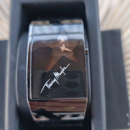 Thierry Mugler wristwatch like new, black stainless steel bracelet