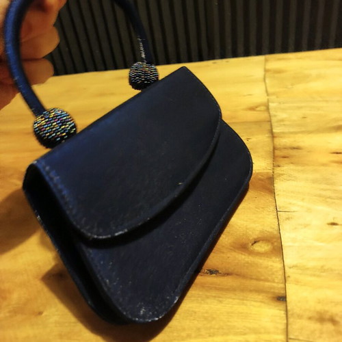Hunter Blue Evening Bag Shoulder New Satin Texture