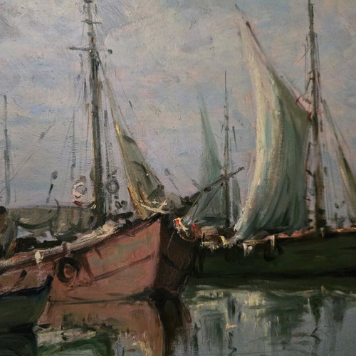 Authentic Nikos Krideras paintings used, oil on canvas 40x30 and 35x30 cm