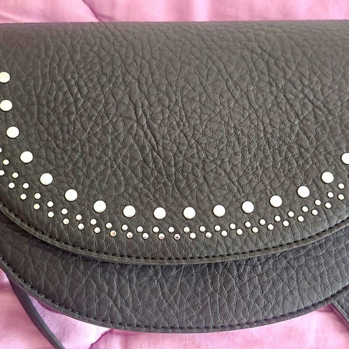 Urban Originals vegan leather shoulder bag, black with silver studs