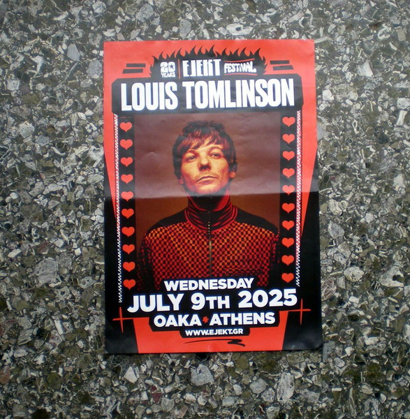 LOUIS TOMLINSON (των ONE DIRECTION): Promo poster της συναυλίας του στο "EJEKT Festival" [9/7/25]