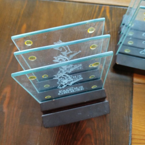 Famous Grouse glass coasters set like new, 11 pieces