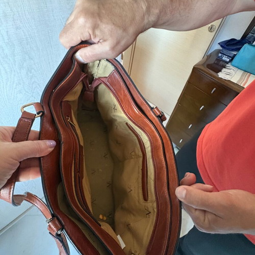 Women's handbag like new, beige and brown, hand-held