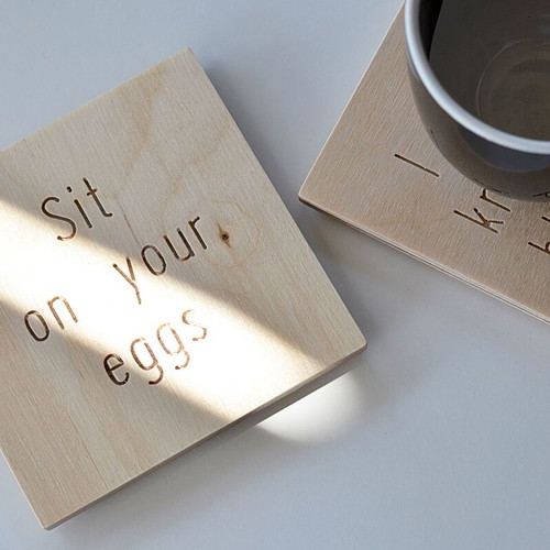 Wooden square coaster with engraving, made-to-order gift