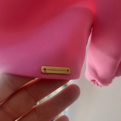 Regalinas pink women's blouse with puffed long sleeves