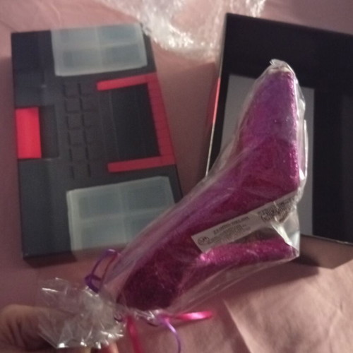 Purple Glitter Shoe Candle new