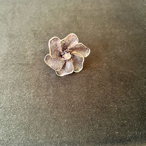 Flower ring, adjustable, grey