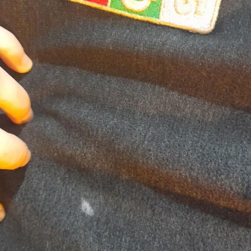 Wrestling training suit used with white stain on pants