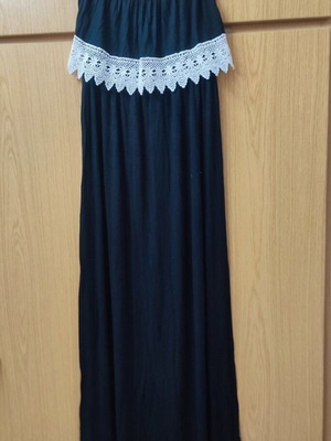 Black cotton strapless dress like new with lace, sizes S, M