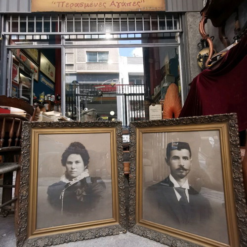 Antique pair of portraits used with decorative frame early 20th century