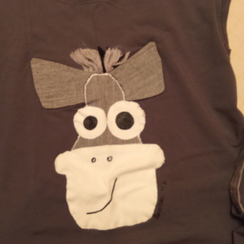 Handmade gray dress like new with donkey design M/L