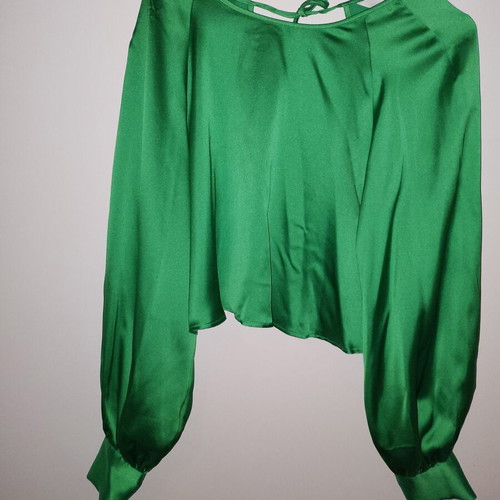 Green satin blouse H&M new, size medium/small