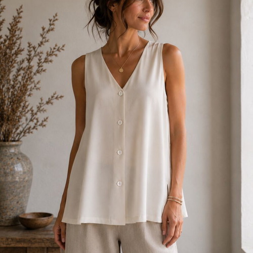 Mia sleeveless blouse like new, size 48, white
