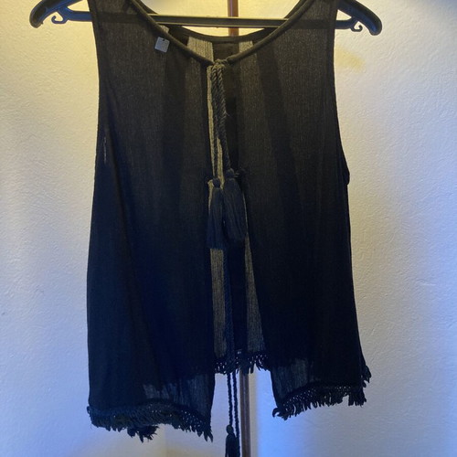 A.L.E. sleeveless black blouse with back ties