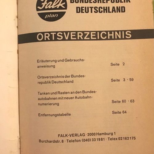Vintage road map of Germany 1977-1978 used