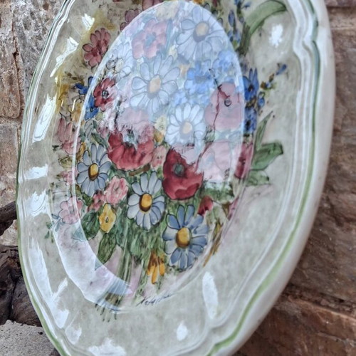 Πιατέλα vintage floral κεραμική τοίχου σαν καινούργιο, χειροποίητο μπουκέτο