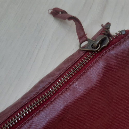 Guess jacket with coated fabric, cherry color