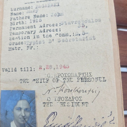 Red Cross Identity Document 1945, historical memorabilia