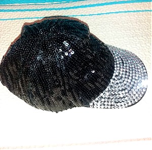 καλοκαιρινό καπέλο μαύρο με στρας και βούλες