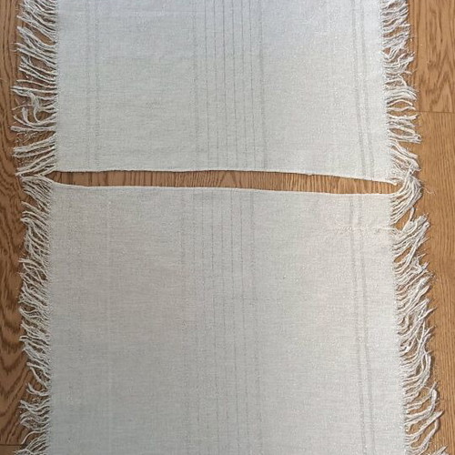 Set of two vintage placemats used with gold thread and fringes