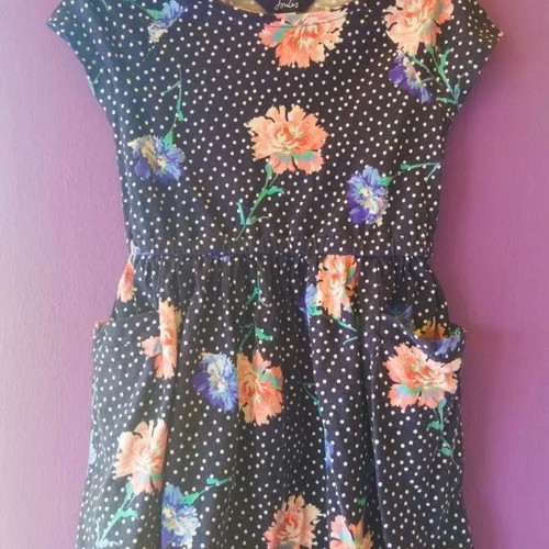 Joules girls dress blue floral 3 years like new, cotton