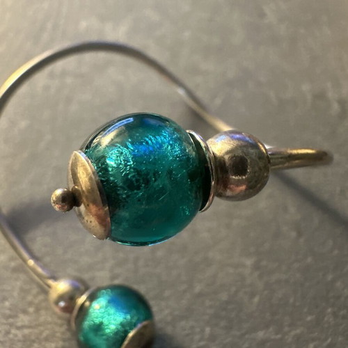Venetian 925 Silver Bracelet with Authentic Murano Glass Charms like new, turquoise