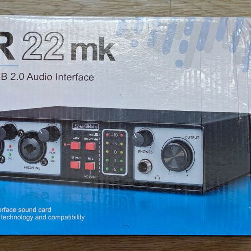 USB audio interface 2-in-2-out 32-bit/384kHz DSP 48V new, home studio