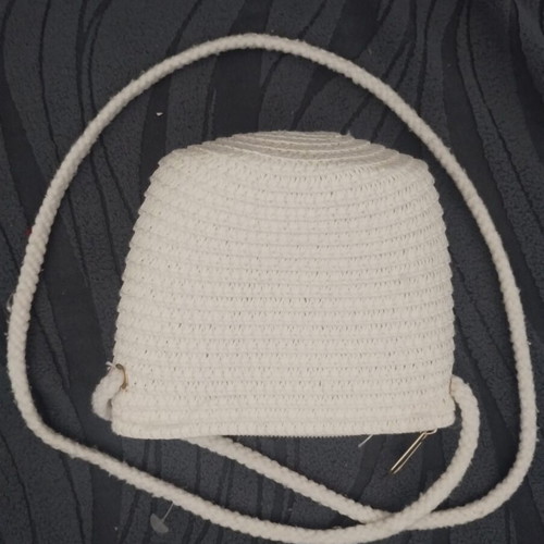 Children's straw shoulder bag Mermaid, white