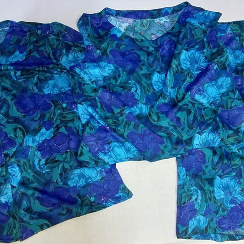 Floral three-piece set for plus size 4XL, like new, blue viscose