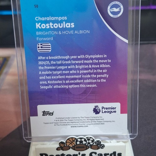 2025-26 Topps Chrome Premier League Sapphire Charalampos Kostoulas Gold #50 new