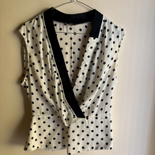 Polka Dot Blouse like new, size Large, black and white