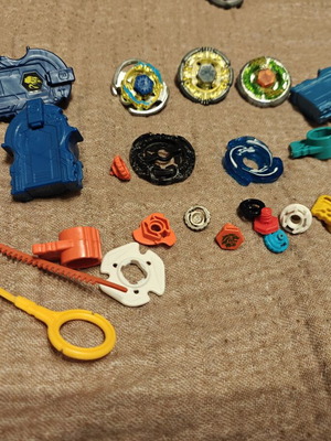 Beyblades used, all together